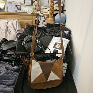Nine West Brown and Cream Crossbody Bag